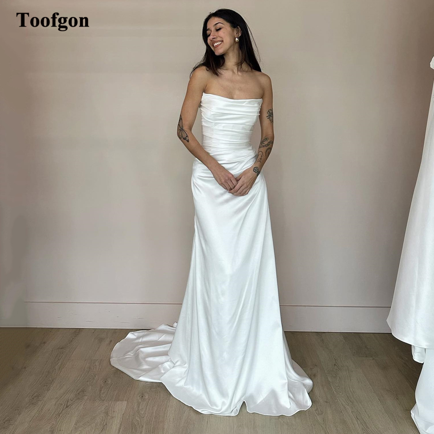 Women Formal Party Wear Dress - Personalizado sereia macio cetim noiva vestidos