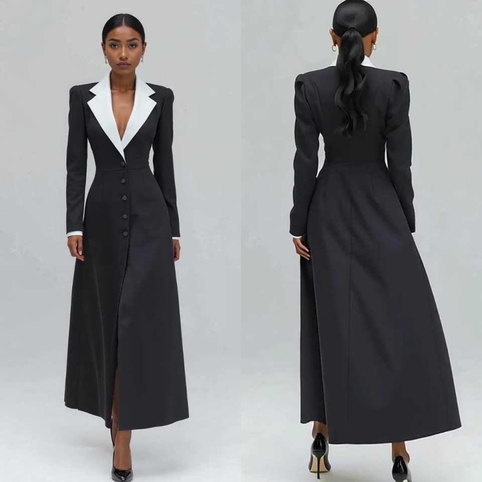 Women Formal Party Wear Dress - Blazer Longo Feminino Estilo A, Peça