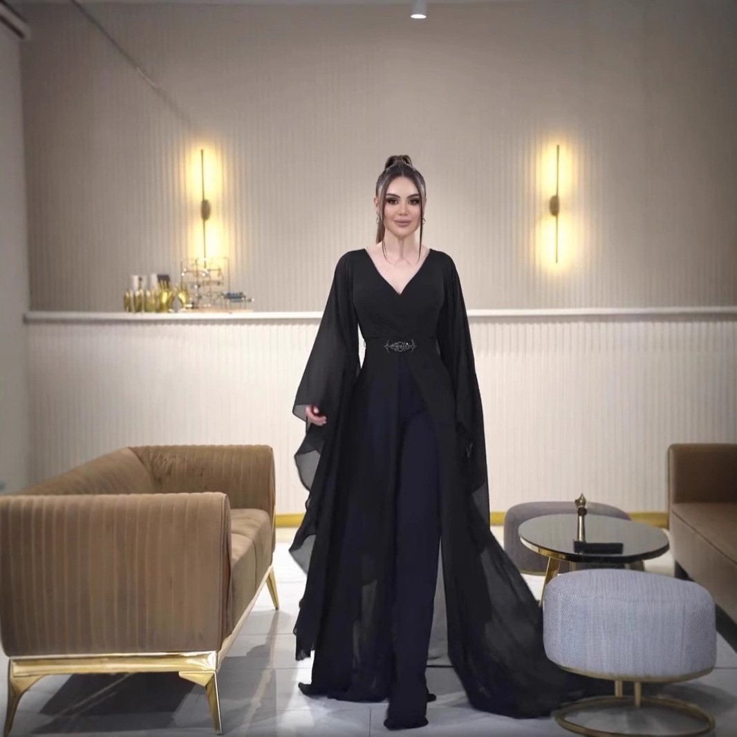 Women'S Formal Jumpsuit Evening Wear - Arábia preto feminino macacão vestido de