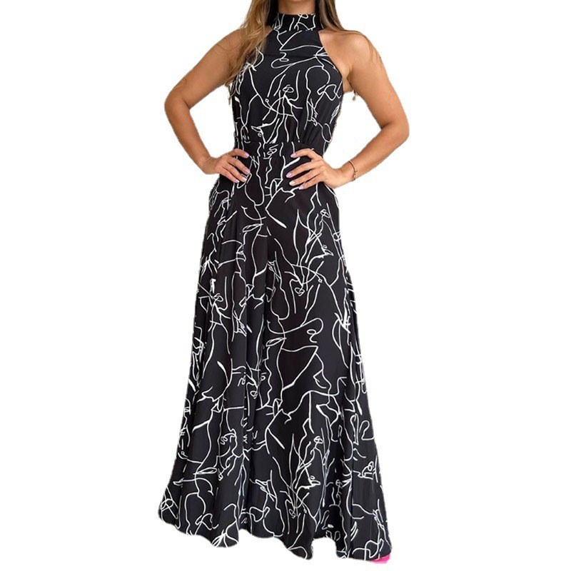 Women'S Formal Jumpsuit Evening Wear - Macacão Feminino Halter com Calças Largas,