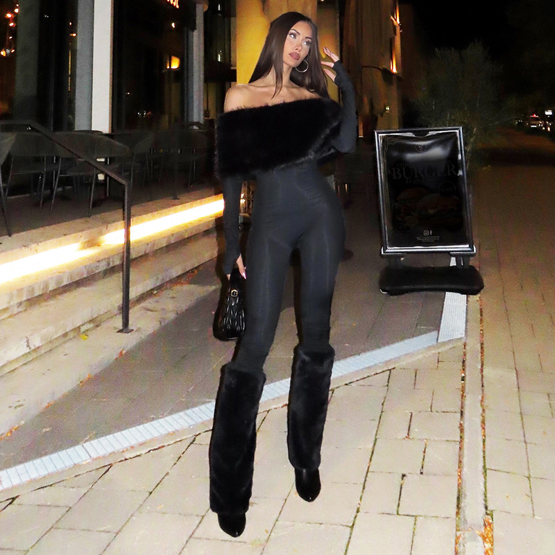 Women'S Formal Jumpsuit Evening Wear - Pele de luxo feminino macacão sexy