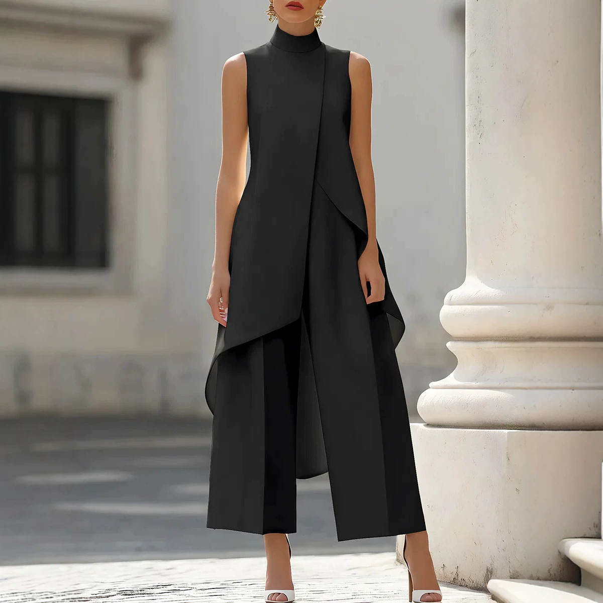 Women'S Formal Jumpsuit Evening Wear - Macacão Feminino Elegante Sem Mangas com
