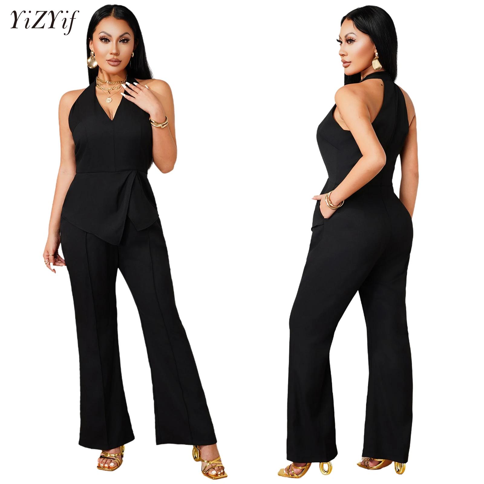 Women'S Formal Jumpsuit Evening Wear - Macacão sem mangas com decote em