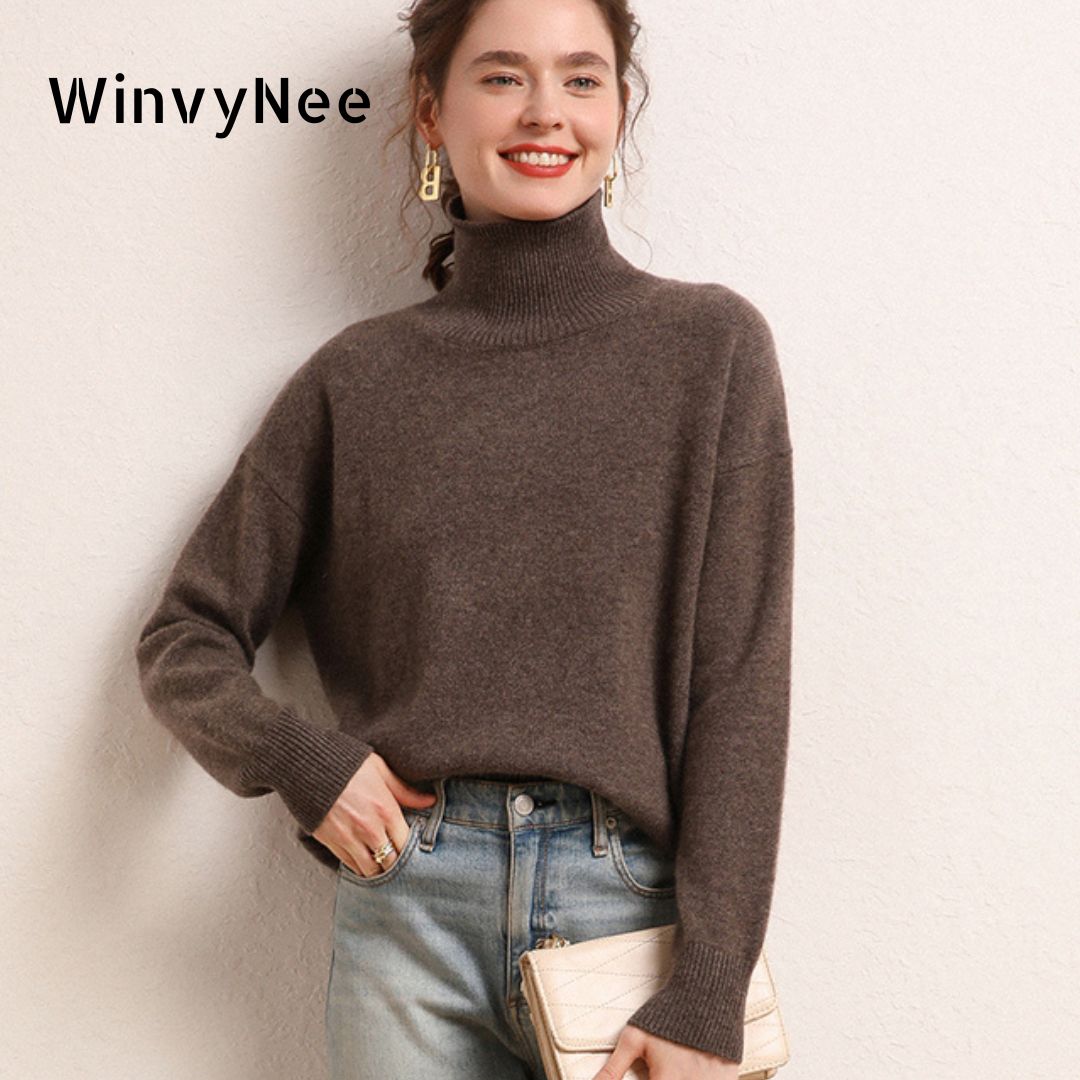 Cashmere Sweater Formal - Suéteres Femininos de Lã Cashmere Marrom