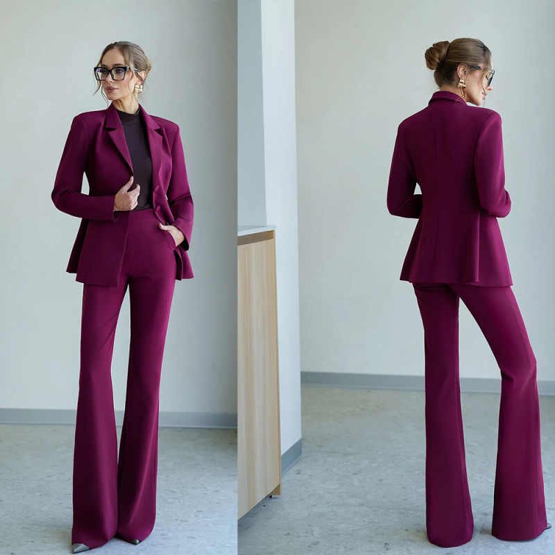 Women Formal Party Wear Dress - Calças femininas de cor pura ternos