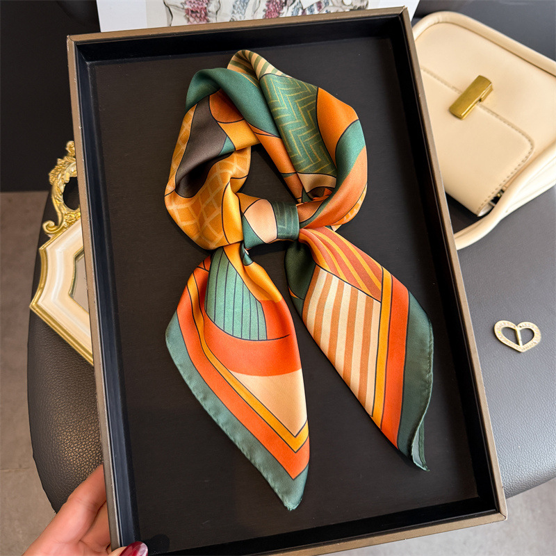 Scarf Silk Neck - 2026 nova geometria impressão lenços quadrados