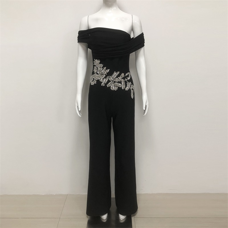Cristais pretos mulheres macac - Women'S Formal Jumpsuit Evening Wear avaliação e preço