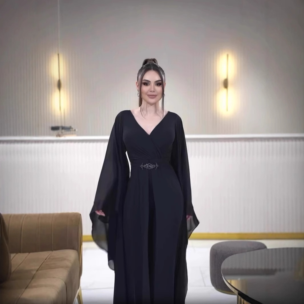 Arábia preto feminino macacão  - Women'S Formal Jumpsuit Evening Wear avaliação e preço