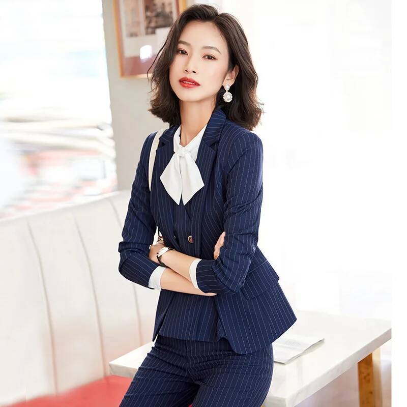 Moda listrado formal ternos de - Women Formal Wear For Interview avaliação e preço