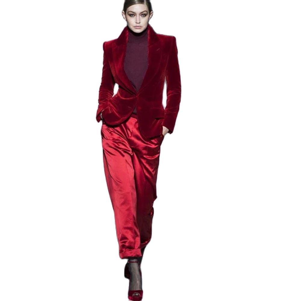 Mulheres calças ternos vinho v - Women Formal Wear Business avaliação e preço