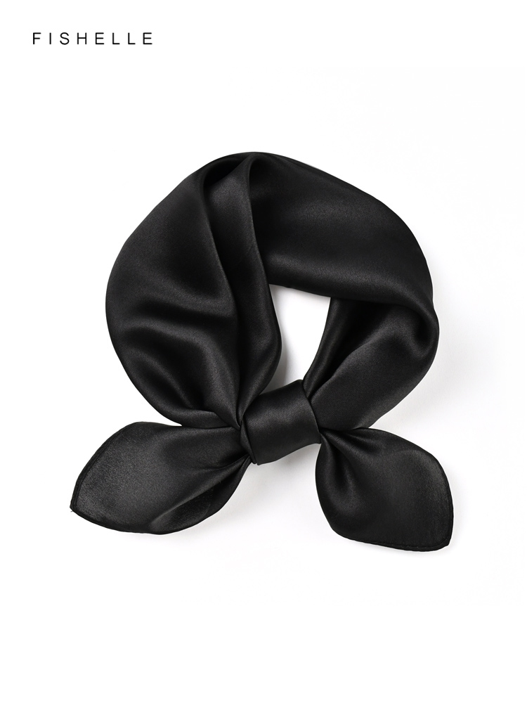 Cor sólida preto lenço de seda - Scarf Silk Neck avaliação e preço