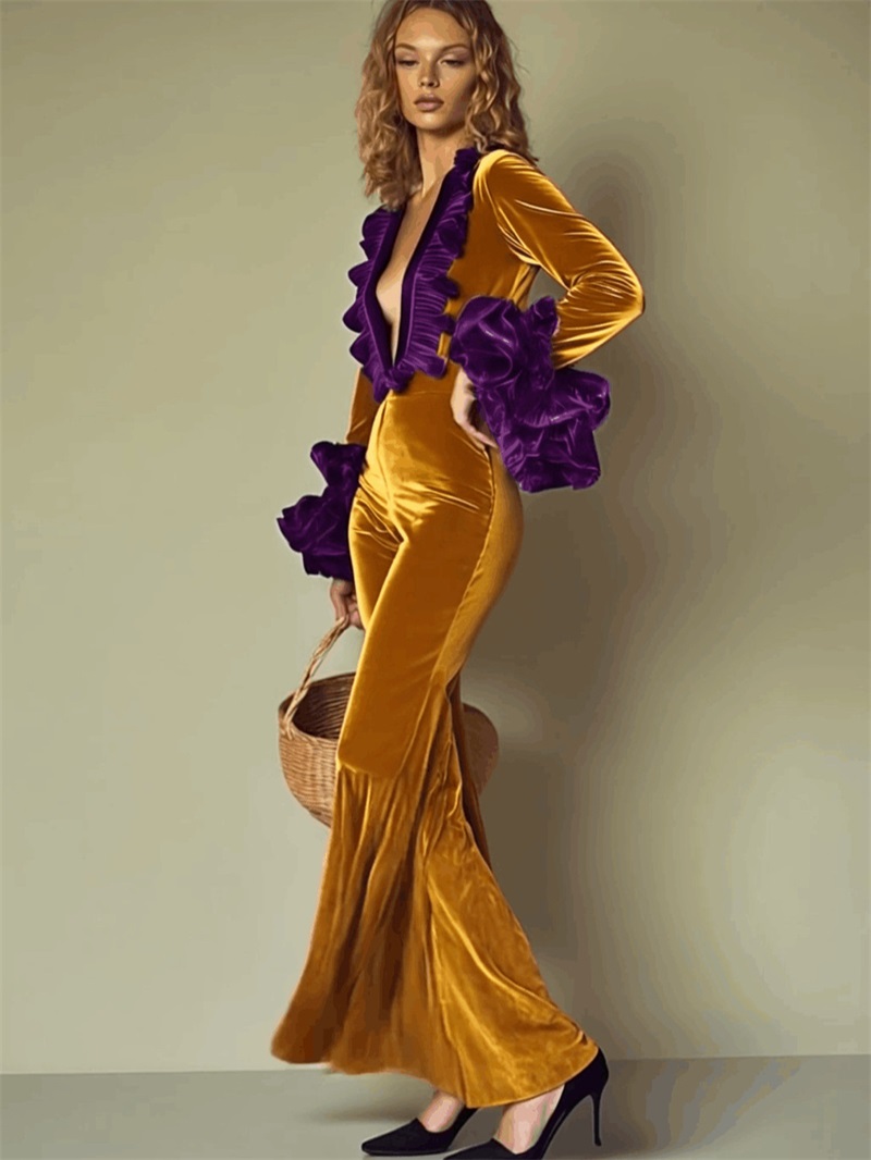 Macacão Feminino de Veludo Ama - Women'S Formal Jumpsuit Evening Wear avaliação e preço
