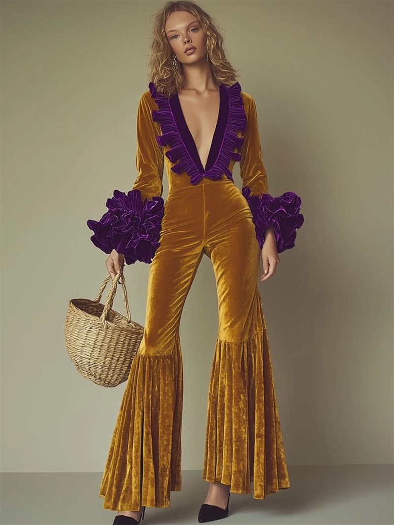 Macacão Feminino de Veludo Ama - Women'S Formal Jumpsuit Evening Wear avaliação e preço